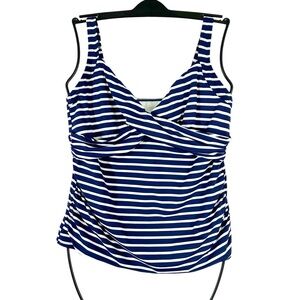 Lands End D-Cup V-Neck Wrap Underwire Tankini Swimsuit Top
